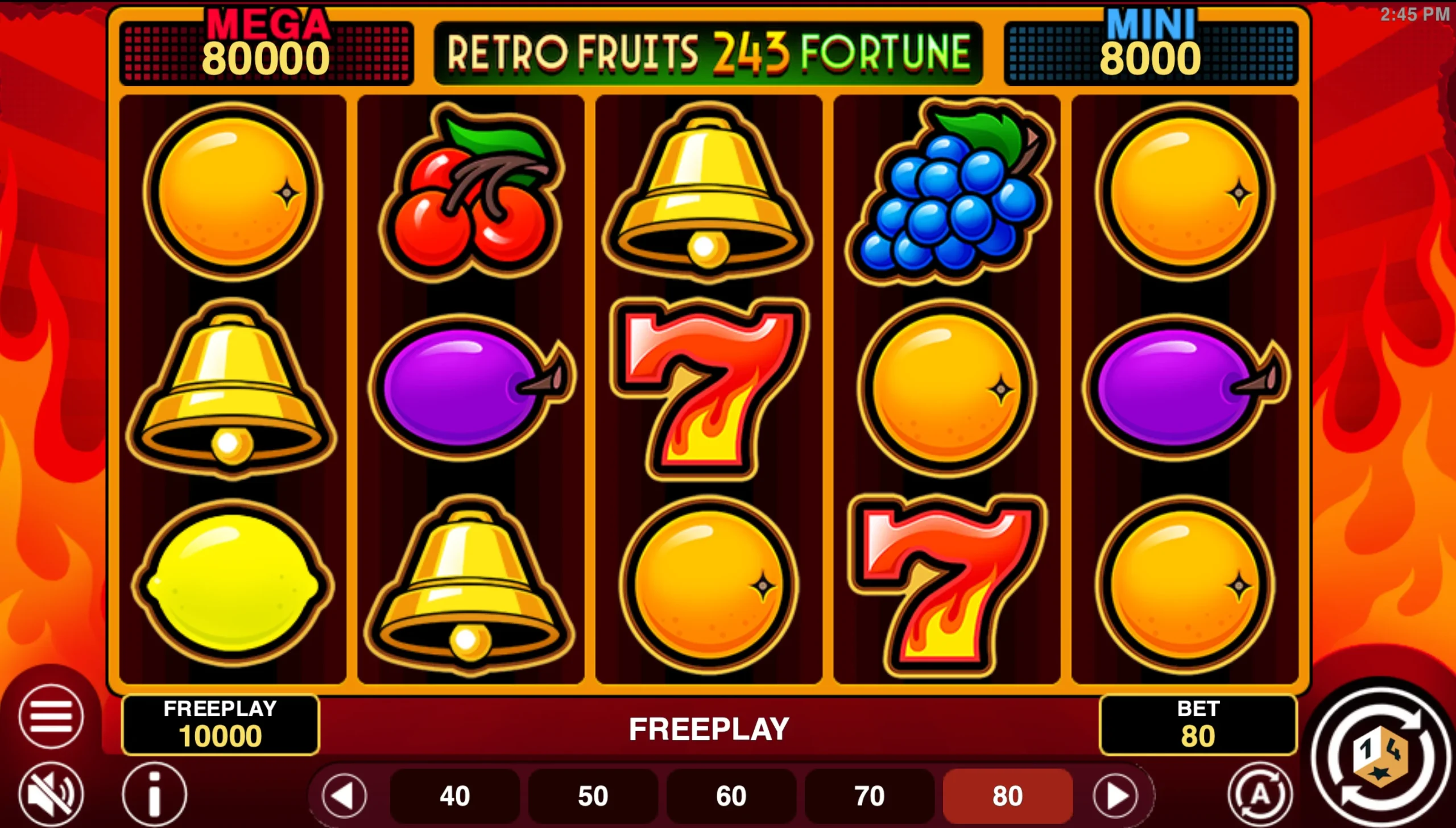 Retro Fruits 243 Fortune Online Video Slot gameplay screenshot