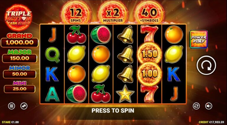 Triple Action Cash Strike Online Video Slot