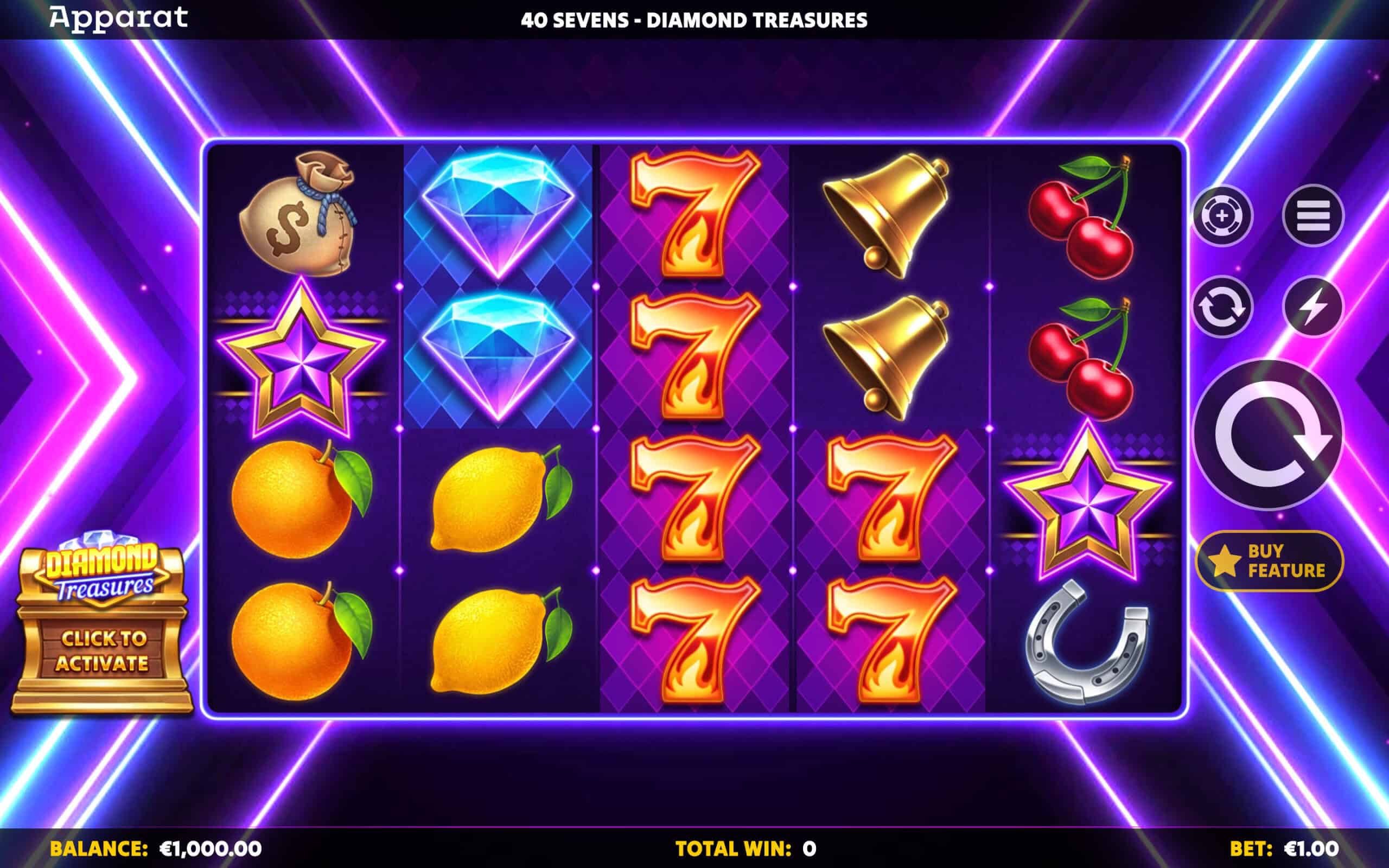 40 Sevens Diamond Treasures Online Video Slot gameplay screenshot
