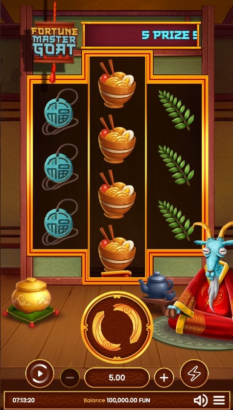 Fortune Master Goat online slot gameplay screenshot showing the reels and Fortune Master Goat interface