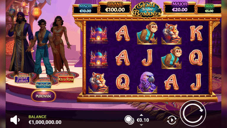 Genie Triple Bonanza online slot gameplay screenshot