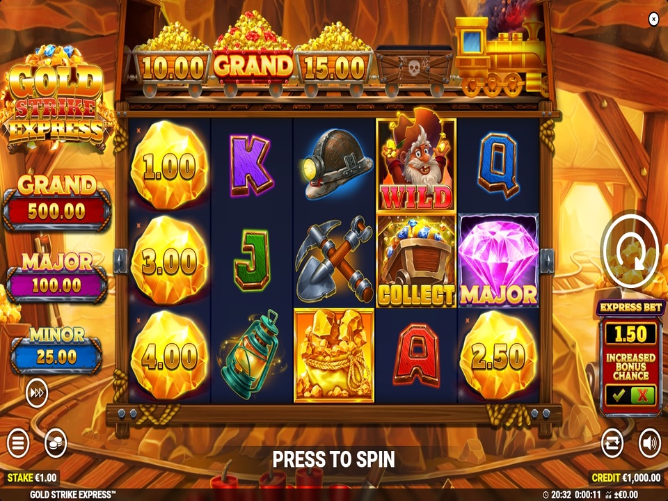 Gold Strike Express Online Video Slot gameplay screenshot