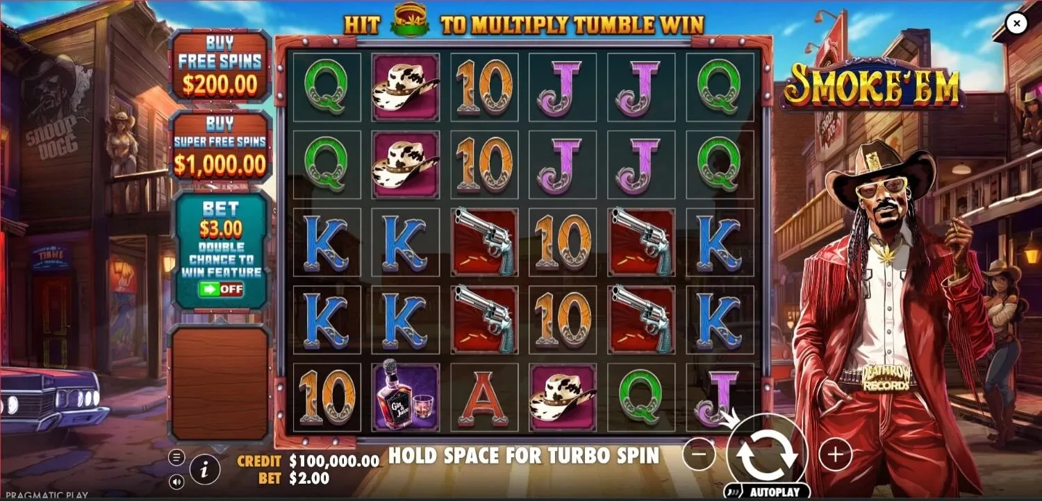 Smoke'Em Online Video Slot gameplay screenshot