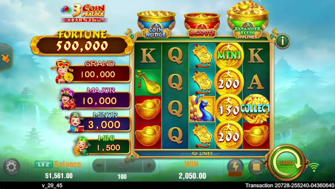 3 Coin Golden Peacock Online Video Slot gameplay screenshot