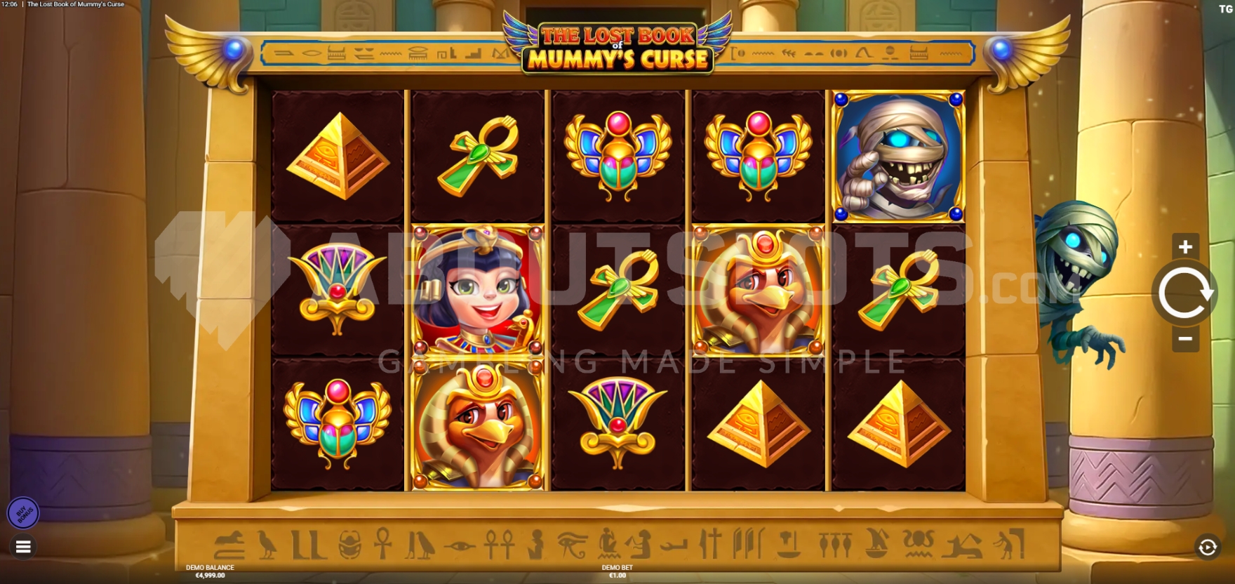 The Lost Book of Mummy's Curse Online Video Slot gameplay screenshot