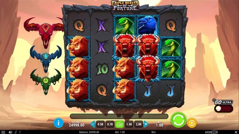 Triple Beasts of Fortune Online Video Slot gameplay screenshot