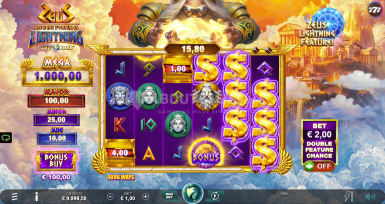 Ancient Fortunes Zeus Gold Blitz Lightning slot screenshot