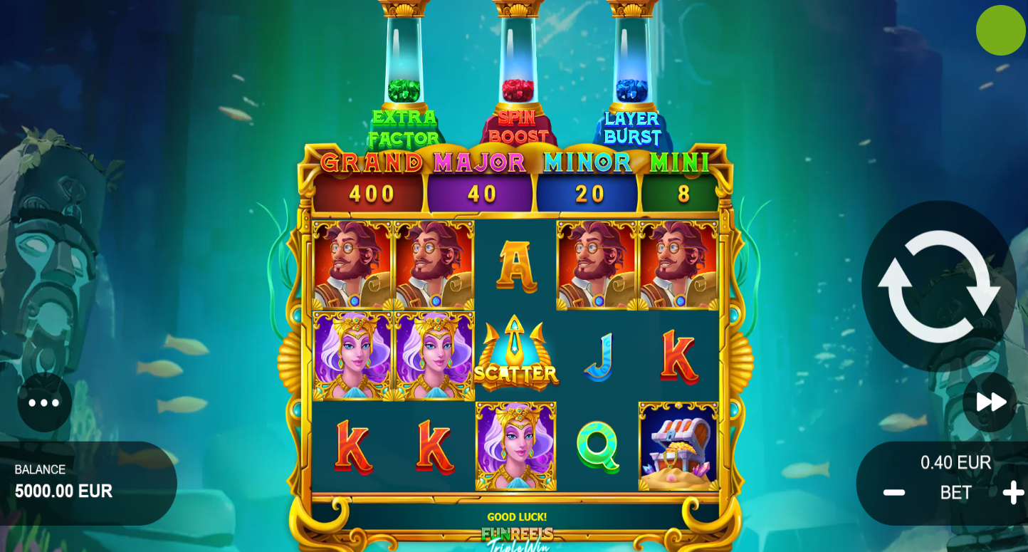 Atlantis Sacred Stones slot gameplay screenshot from Betixon