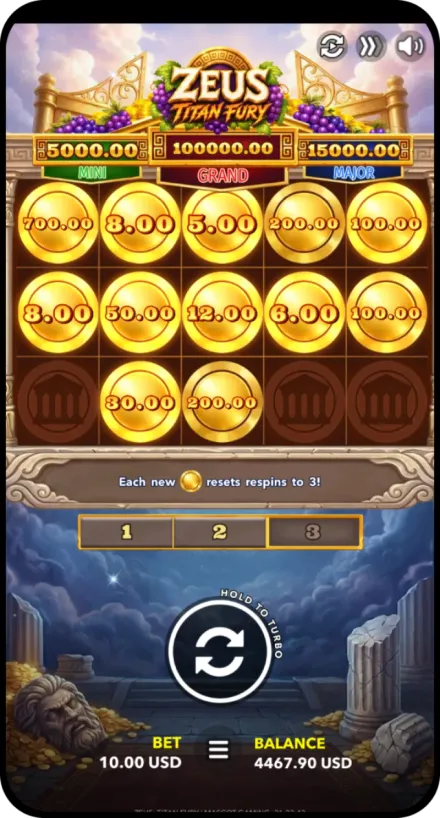 Zeus Titan Fury Online Video Slot gameplay screenshot
