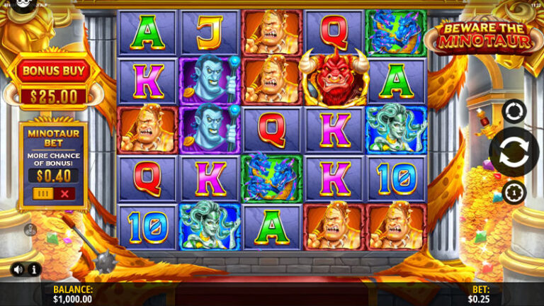 Beware the Minotaur slot screenshot