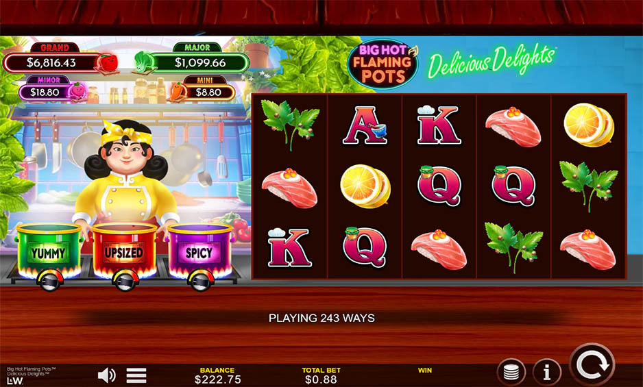 Big Hot Flaming Pots Delicious Delights Online Video Slot