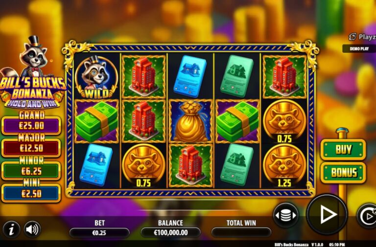 Bill's Bucks Bonanza slot gameplay screenshot