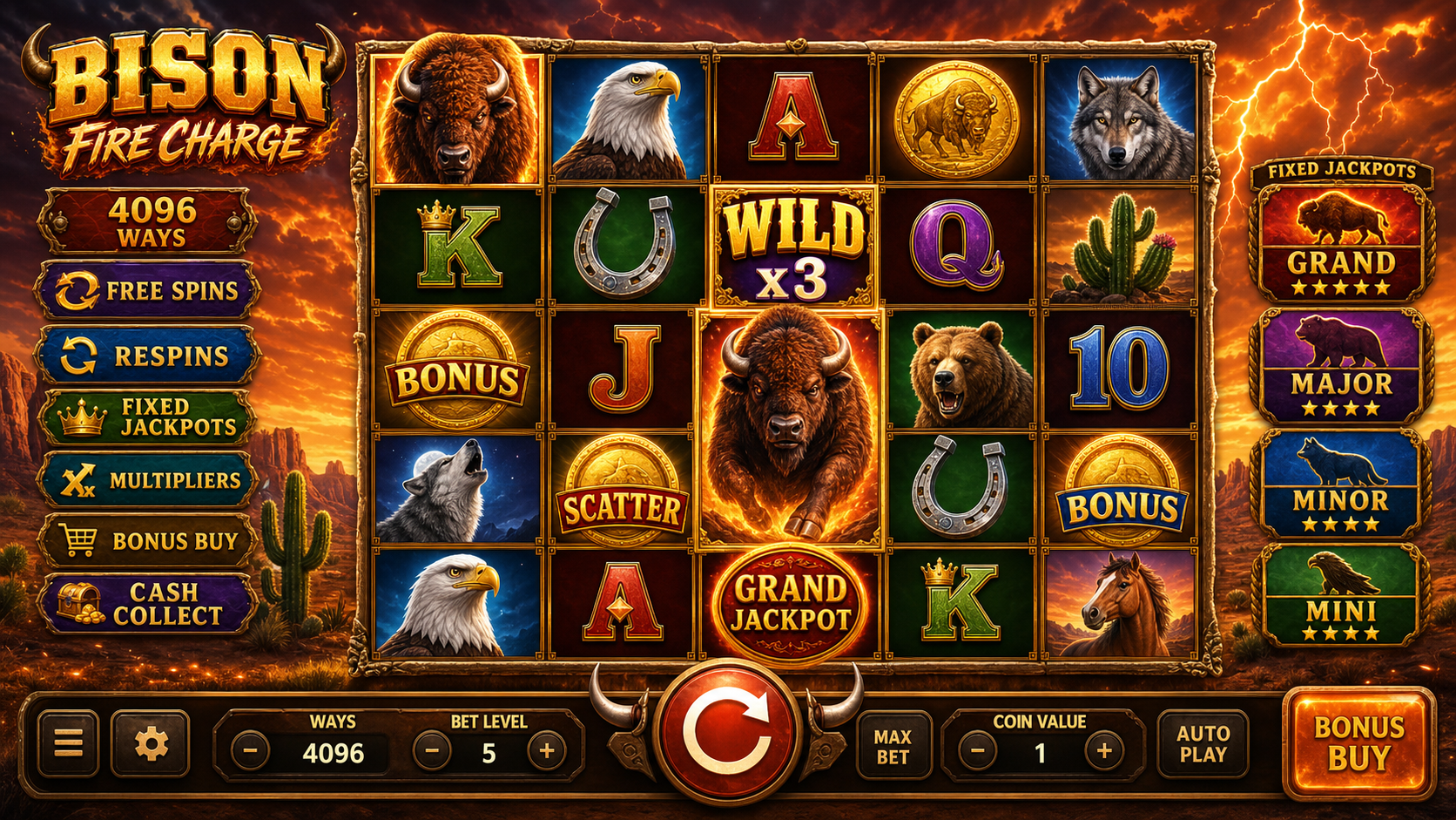 Bison Fire Charge Online Video Slot