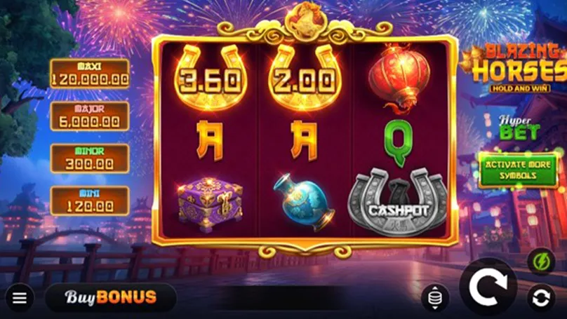 Blazing Horses Hold and Win slot gameplay screenshot