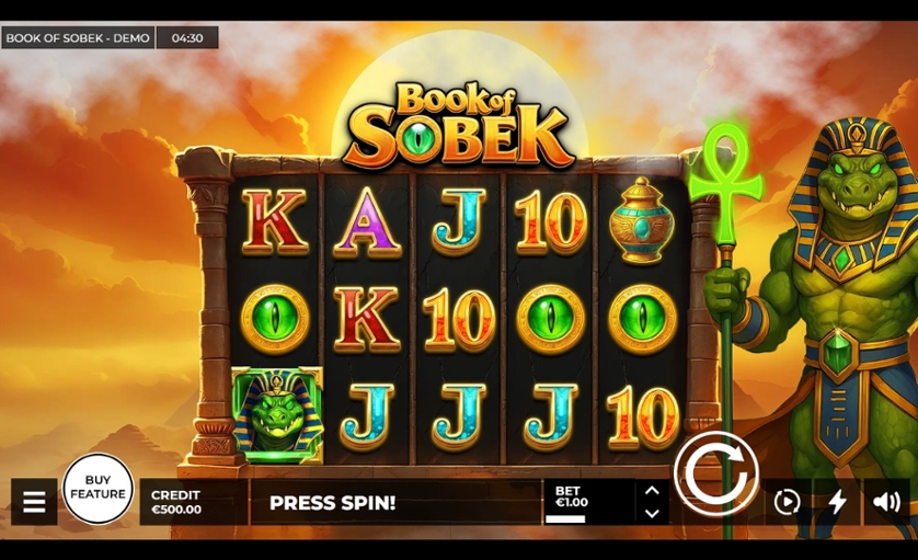 Book of Sobek slot gameplay screenshot