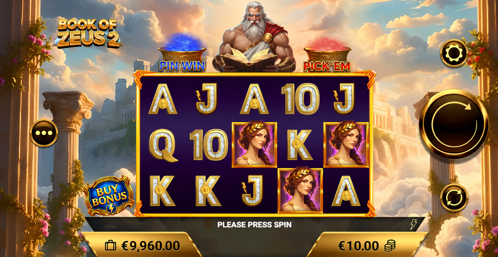 Book of Zeus 2 Amigo Gaming slot gameplay screenshot