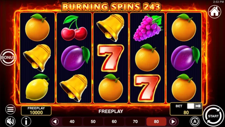 Burning Spins 243 Online Video Slot gameplay screenshot