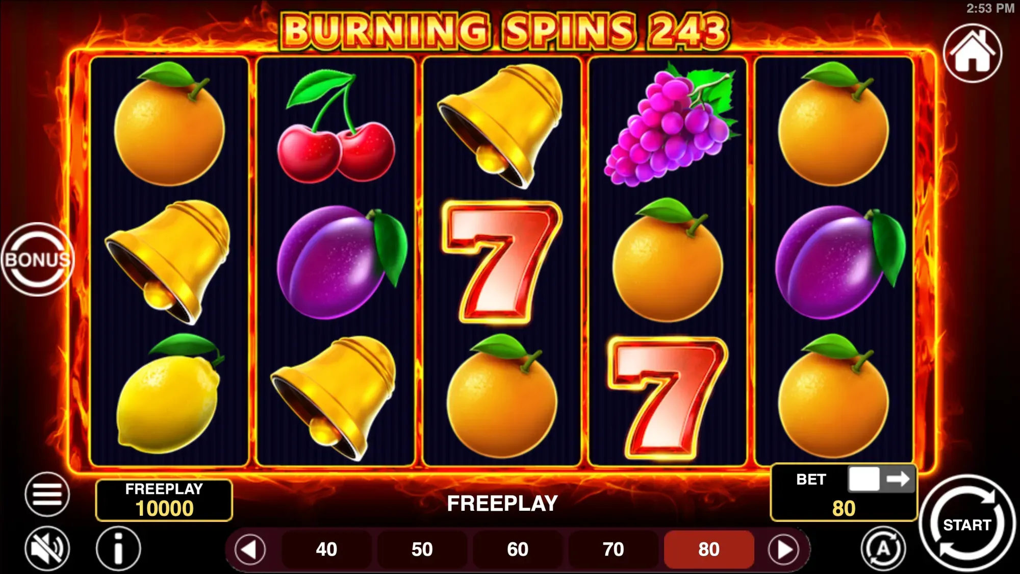 Burning Spins 243 Online Video Slot gameplay screenshot