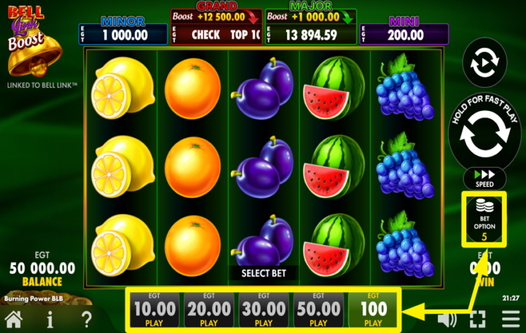 Burning Power Bell Link Boost Online Video Slot
