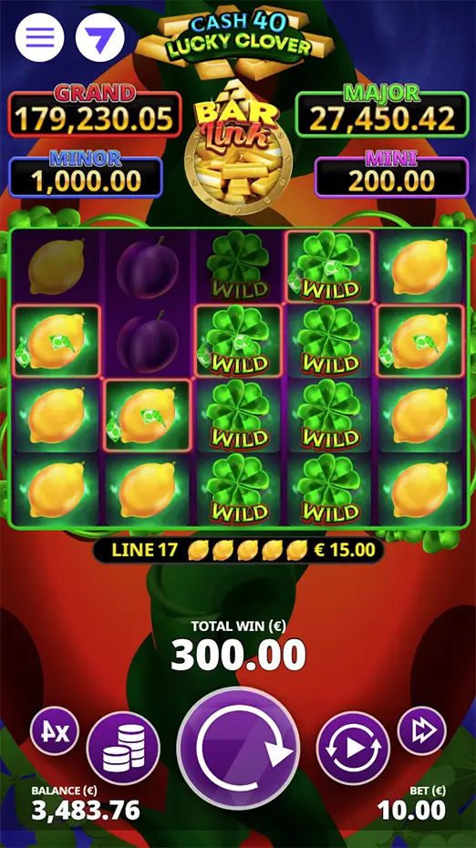 Cash 40 Lucky Clover Bar Link slot gameplay screenshot