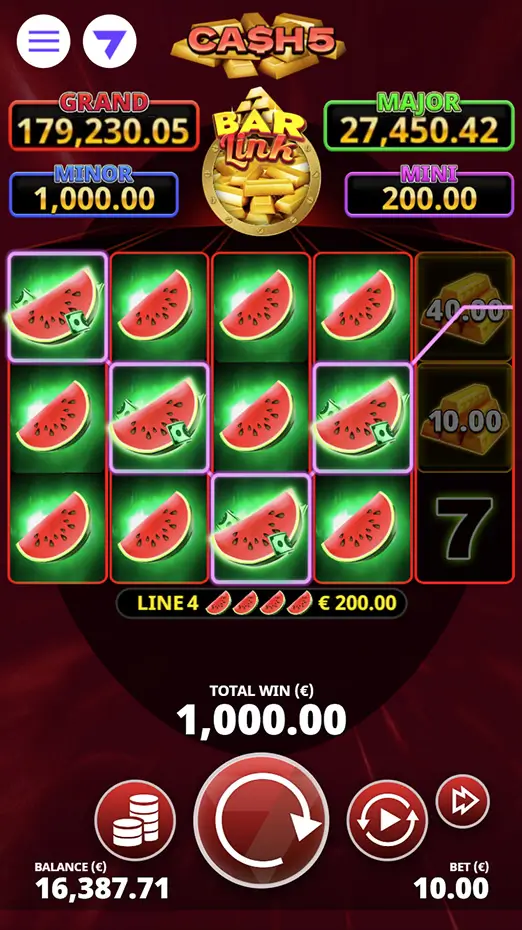 Cash 5 Bar Link slot gameplay screenshot