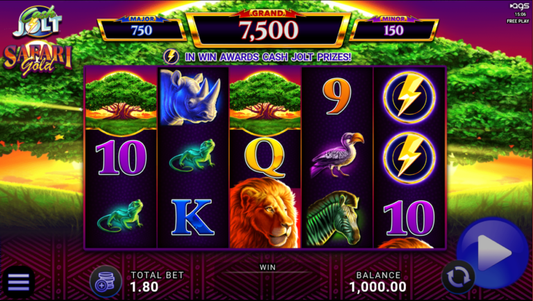 Cash Jolt Safari Gold AGS slot gameplay screenshot
