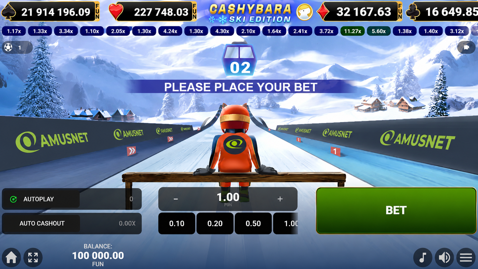 Cashybara Ski Edition slot gameplay screenshot