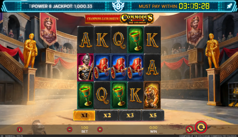 Champions of the Colosseum Commodus the Colossus slot gameplay screenshot