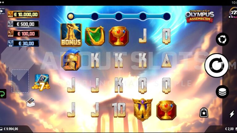 Chronicles of Olympus Assembl'em Online Video Slot gameplay screenshot
