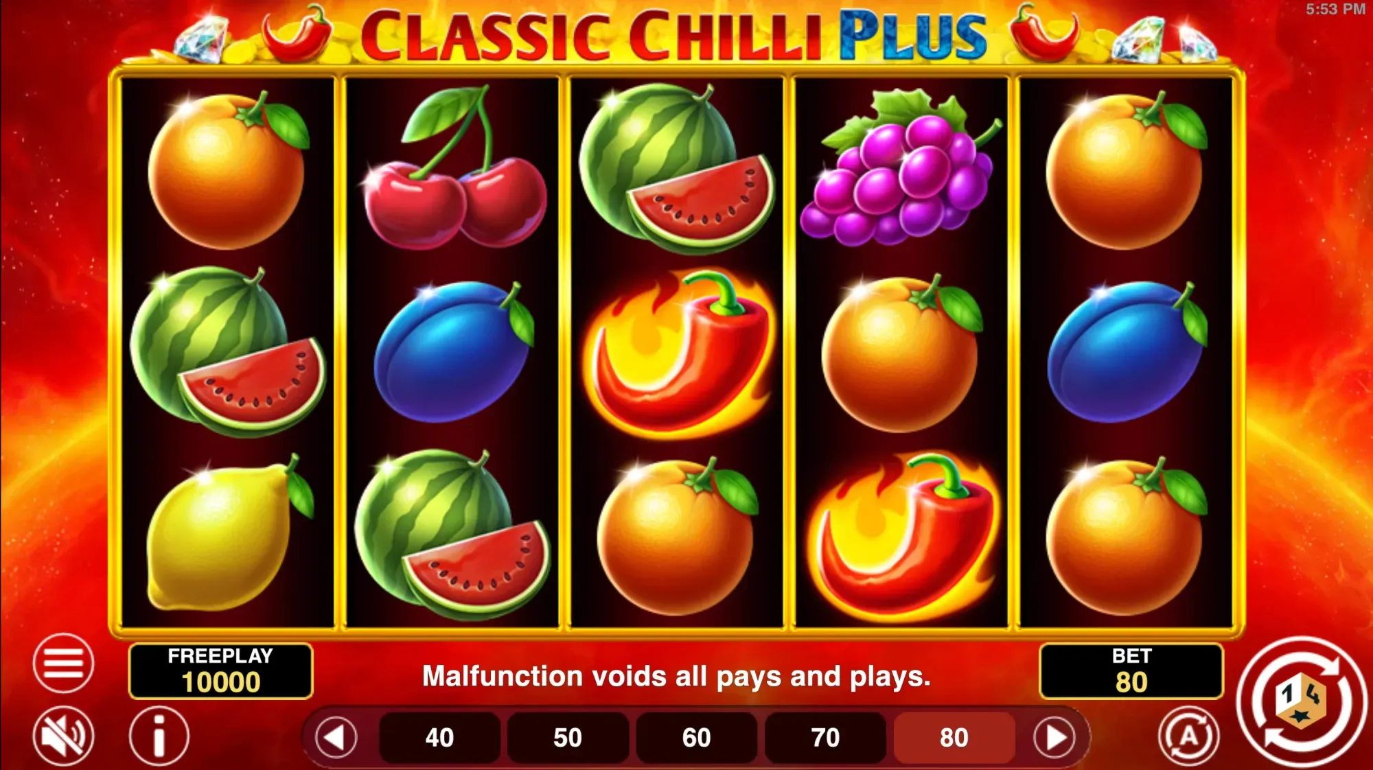 Classic Chilli Plus Online Video Slot gameplay screenshot