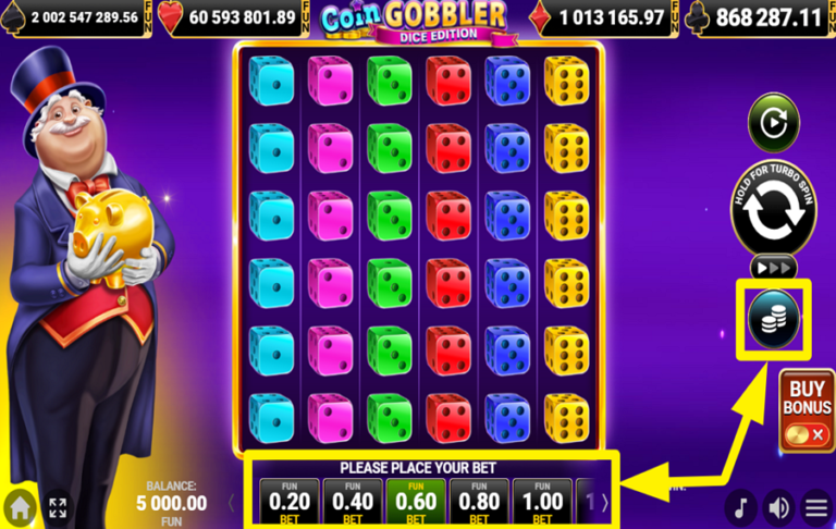 Coin Gobbler Dice Edition Amusnet slot gameplay screenshot