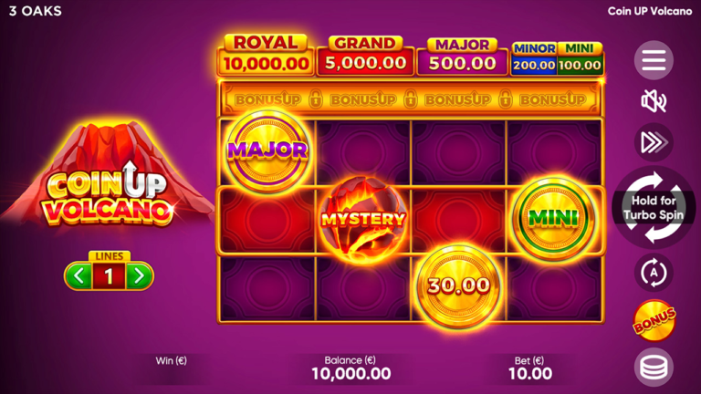 Coin UP Volcano Online Video Slot gameplay screenshot