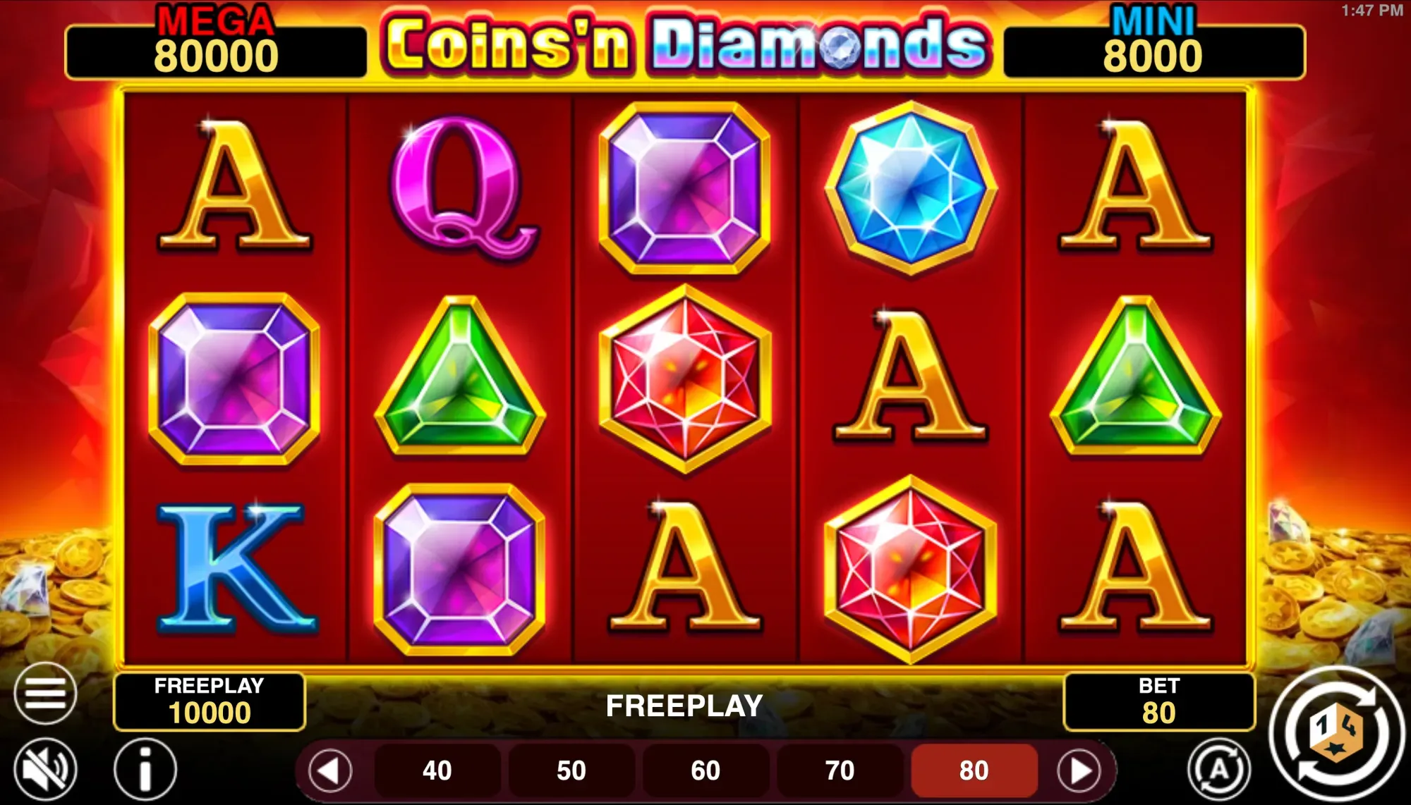 Coins'n Diamonds Fortune Online Video Slot gameplay screenshot