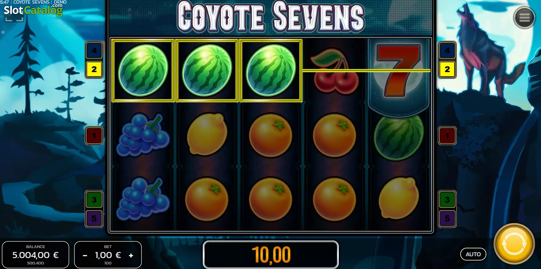 Coyote Sevens Jackpot slot gameplay screenshot