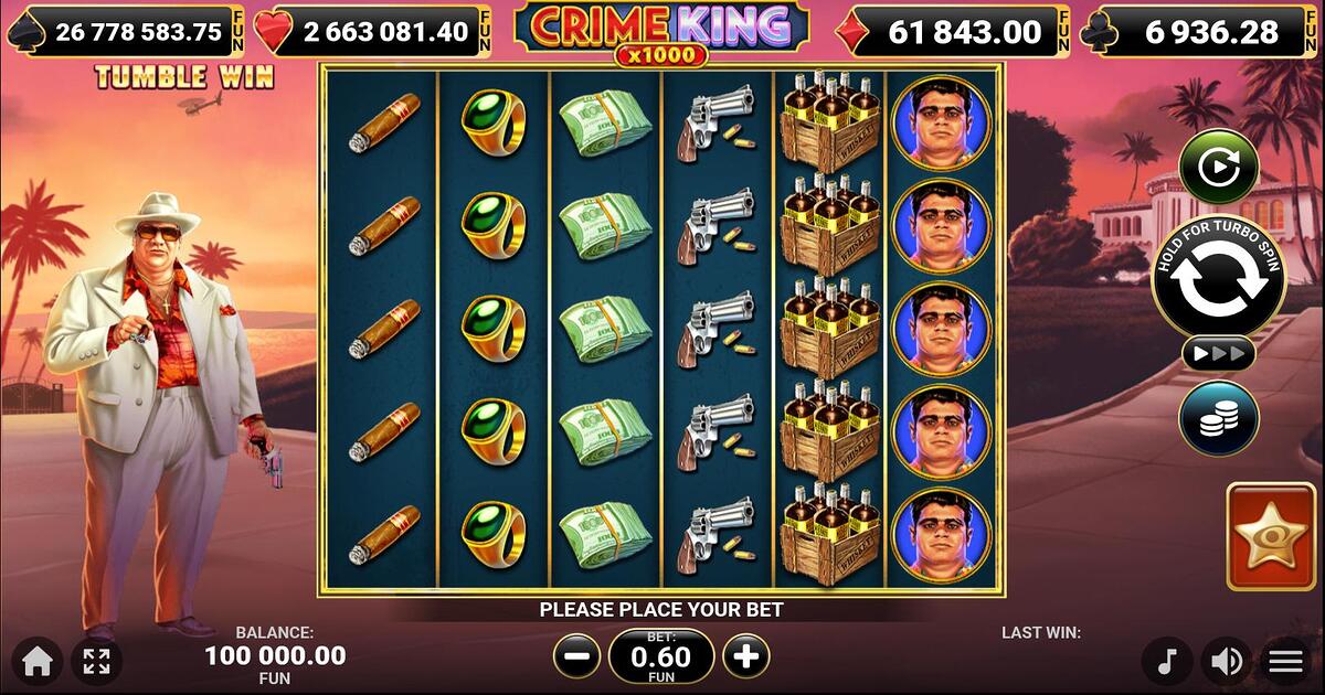 Crime King 1000 Amusnet slot gameplay screenshot