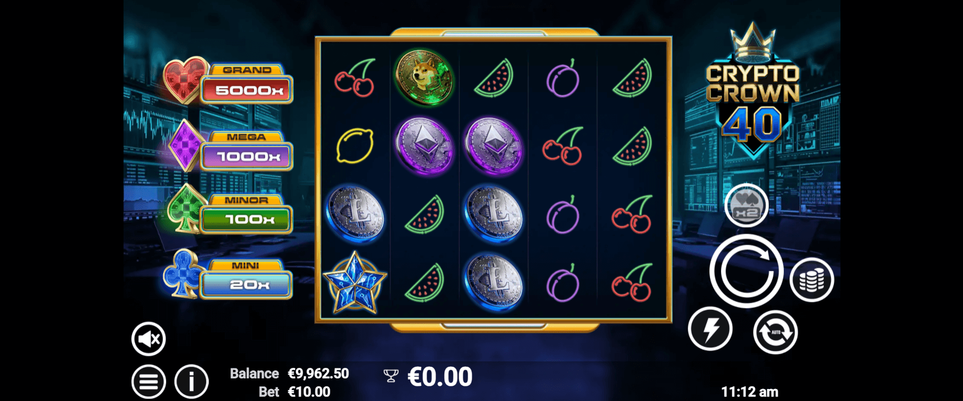 Crypto Crown 40 Online Video Slot gameplay screenshot