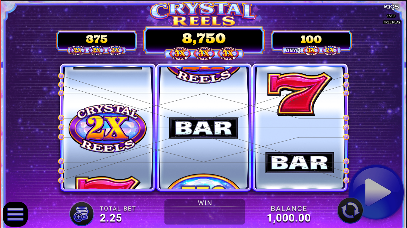 Crystal Reels AGS slot gameplay screenshot