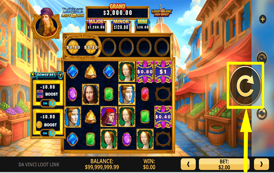 Da Vinci Loot Link online slot gameplay screenshot