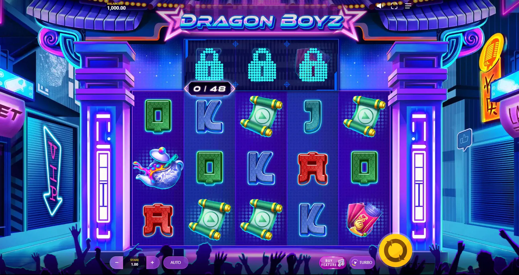 Dragon Boyz online slot gameplay screenshot