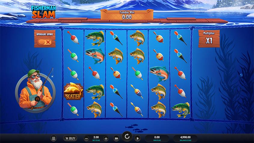 Fisherman Slam Relax Gaming slot gameplay screenshot