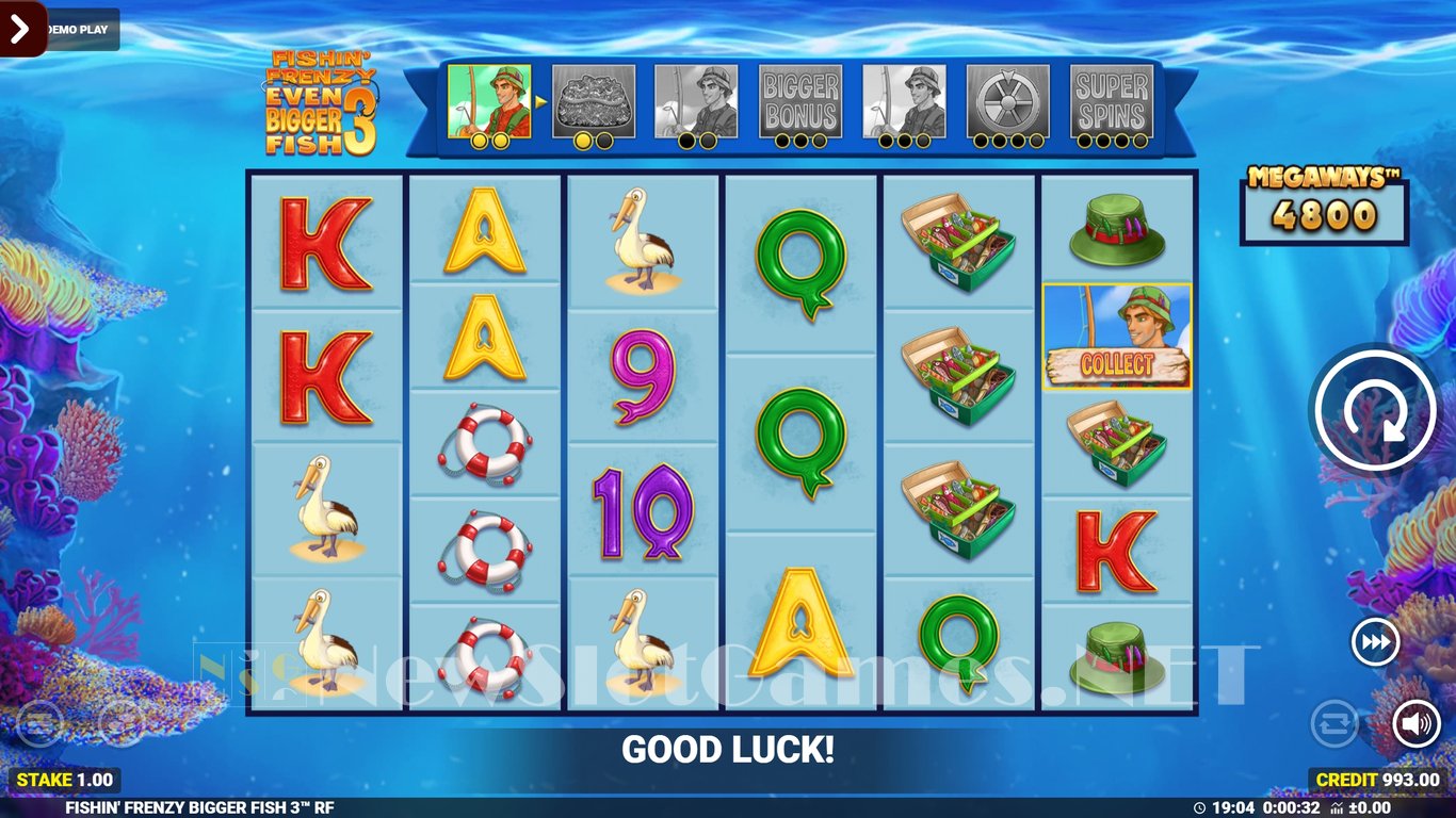 Fishin' Frenzy Even Bigger Fish 3 slot gameplay screenshot