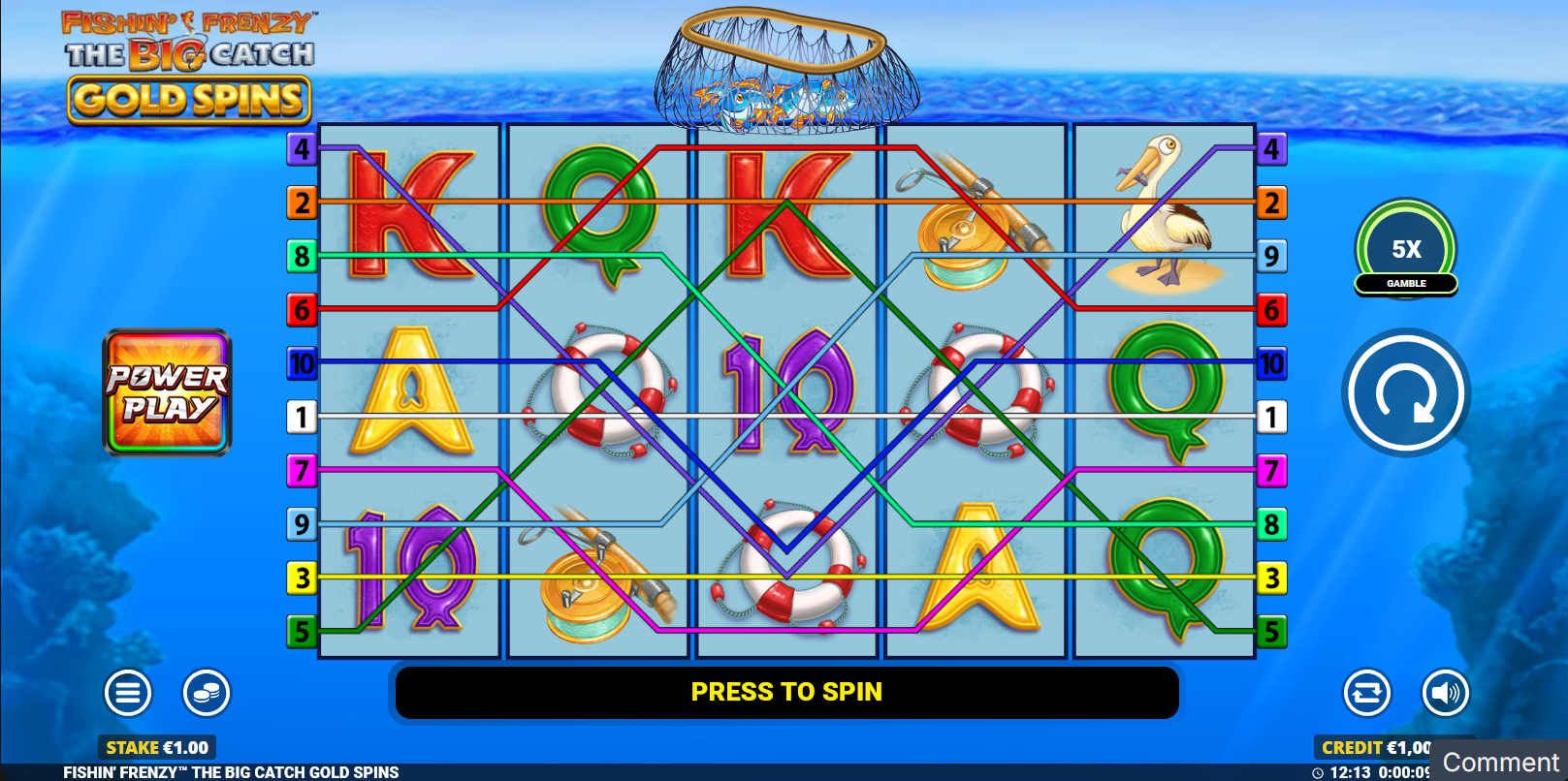 Fishin' Frenzy The Big Catch Gold Spins slot gameplay screenshot