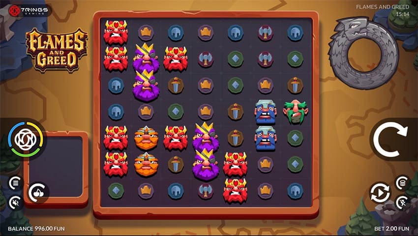 Flames and Greed slot gameplay screenshot