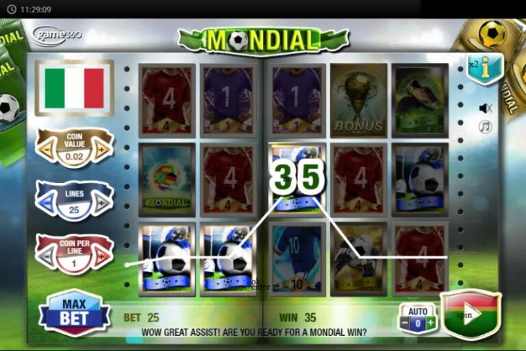 Mondial slot gameplay screenshot