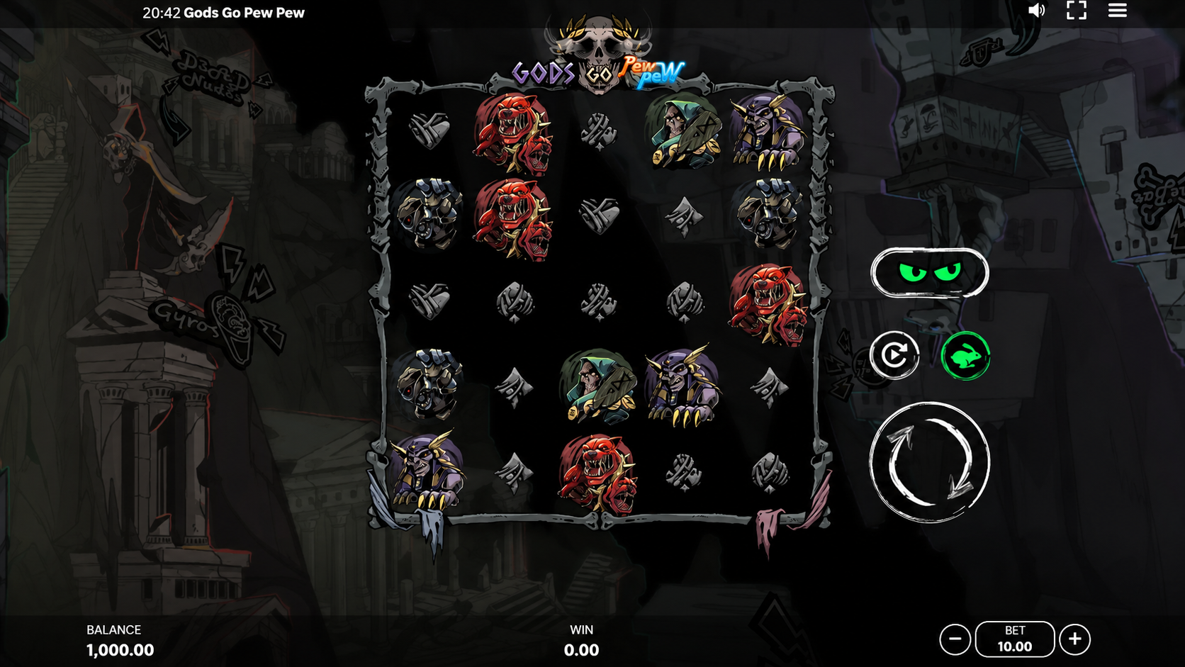 Gods Go Pew Pew Sneaky Slots slot gameplay screenshot