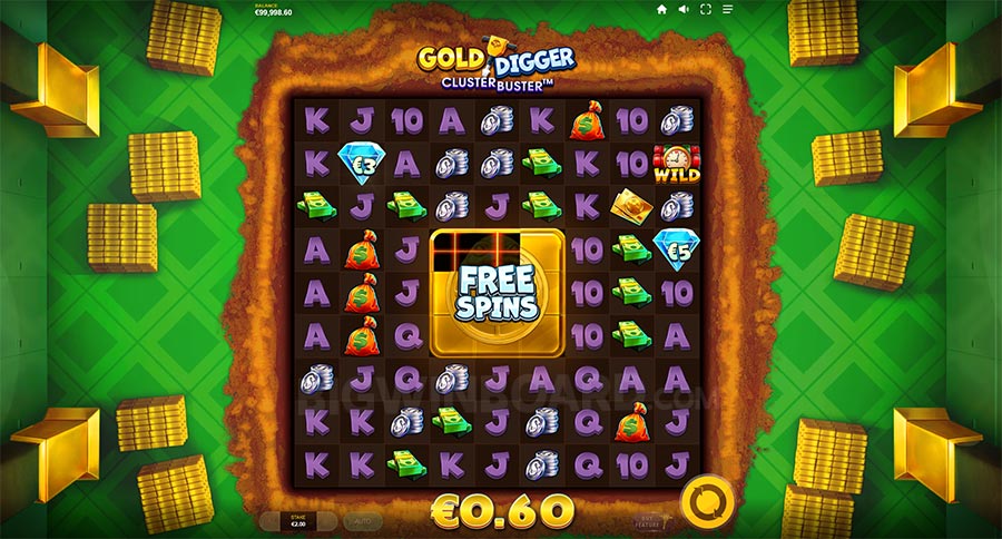 Gold Digger Clusterbuster Online Video Slot gameplay screenshot