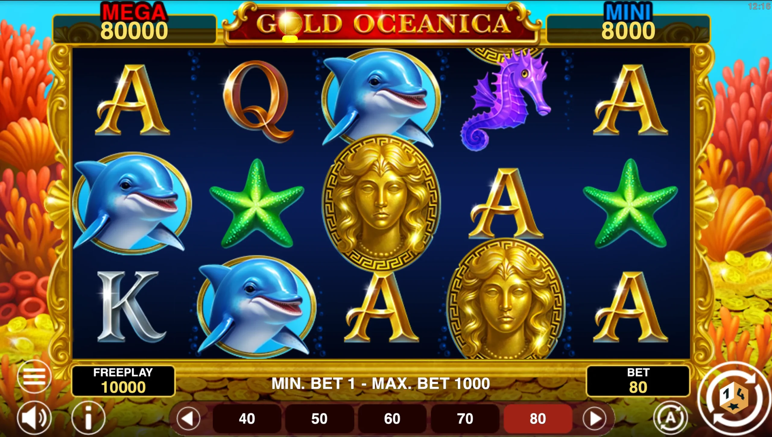 Gold Oceanica Hold and Win Online Video Slot gameplay screenshot
