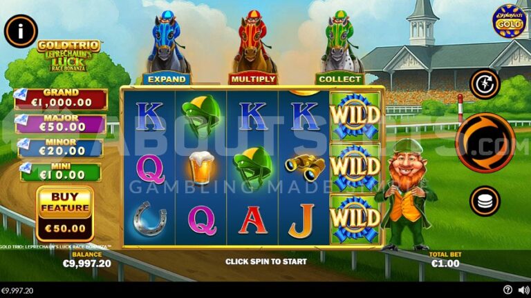 Gold Trio Leprechaun’s Luck Race Bonanza slot screenshot