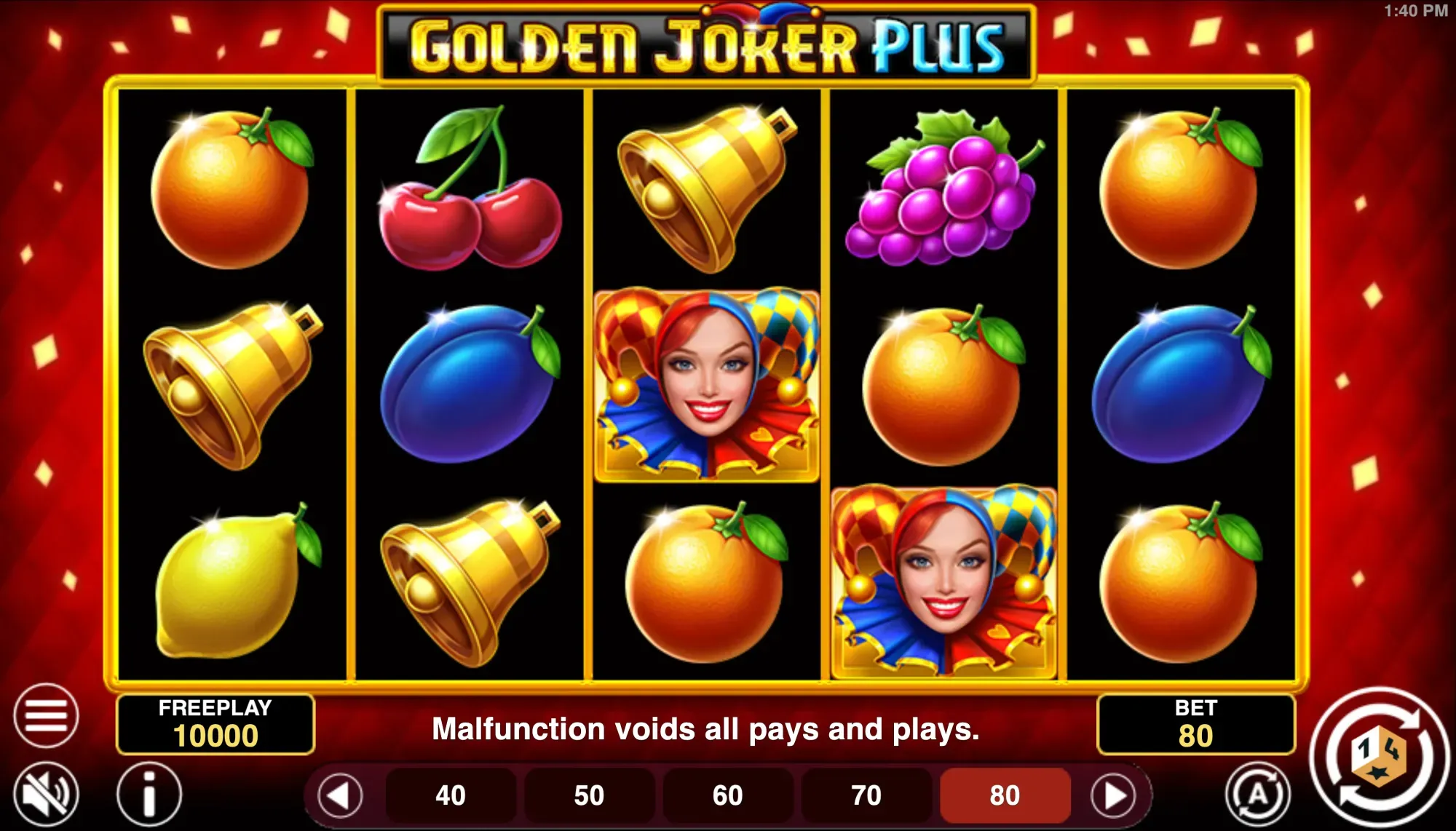 Golden Joker Plus Online Video Slot gameplay screenshot