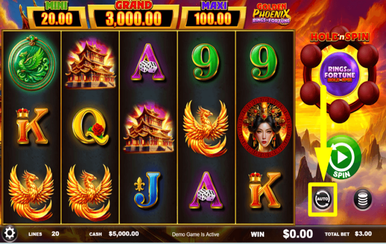 Golden Phoenix Rings of Fortune Ainsworth slot gameplay screenshot